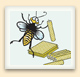 Dessin humoristique d'une abeille fabriquant des chandelles de cire 