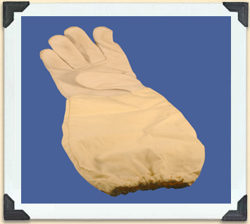 Bee gloves protect the beekeeper's hands and prevent bees from going up the sleeves of a shirt or jacket.  